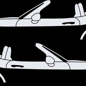Set Of 2 Lowered Car Silhouette Decal Stickers For Mazda Miata MX5 ND White