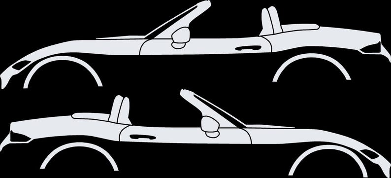 Set Of 2 Lowered Car Silhouette Decal Stickers For Mazda Miata MX5 ND White