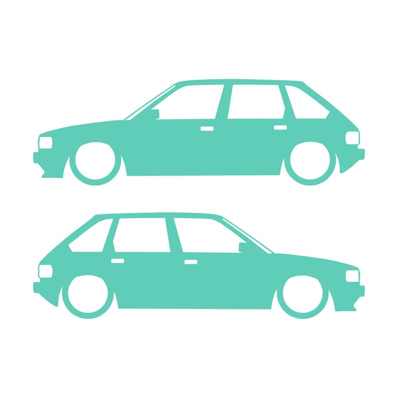 Set Of 2 Lowered Car Silhouette Decal Stickers For Austin Maestro Mint
