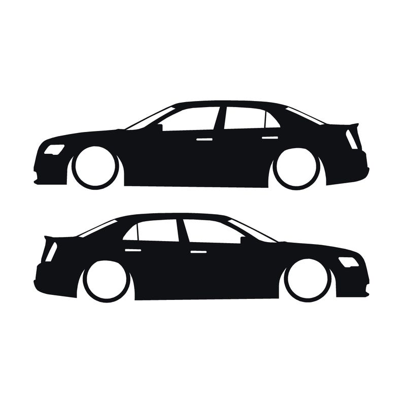 Juego de 2 pegatinas con silueta de coche rebajado para Chrysler 300 SRT de segunda generación. Negro