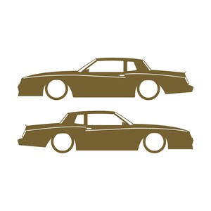 Set mit 2 Auto-Silhouette-Aufklebern für Chevrolet Monte Carlo SS 4. Generation Outline V2 Coupé Gold