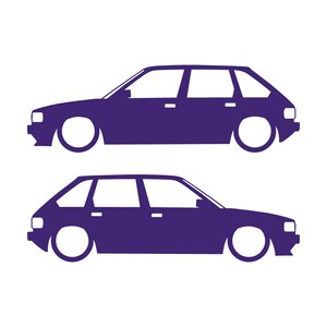 Set Of 2 Lowered Car Silhouette Decal Stickers For Austin Maestro Purple