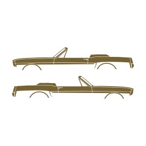 Set Of 2 Car Silhouette Decal Stickers For 1964-66 Ford Mustang Convertible Gold