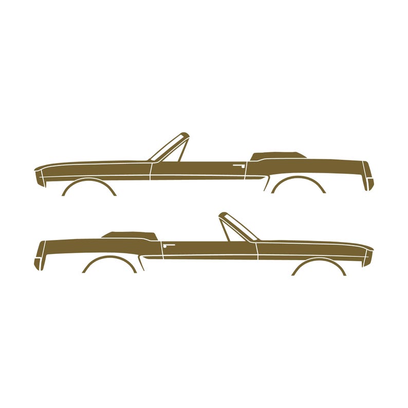 Set Of 2 Car Silhouette Decal Stickers For 1964-66 Ford Mustang Convertible Gold