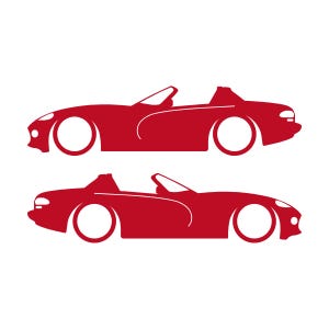 Set mit 2 Aufklebern für tiefergelegte Fahrzeuge für Dodge Viper Roadster der 1. Generation Rot