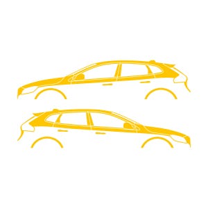 Set Of 2 Car Silhouette Decal Stickers For Volvo V40 2012-19 Yellow