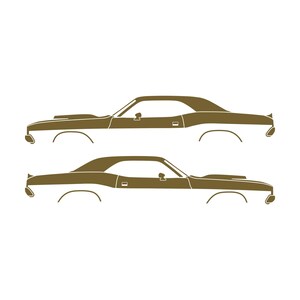 Set Of 2 Car Silhouette Decal Stickers For Dodge Challenger Shaker Hood Classic Hardtop 1st Gen 1970-74 Gold