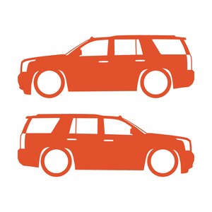 Set med 2 sänkta silhuettdekaler för GMC Yukon 4:e generationens SLT 2015-20 Orange