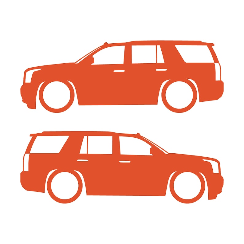 Set med 2 sänkta silhuettdekaler för GMC Yukon 4:e generationens SLT 2015-20 Orange