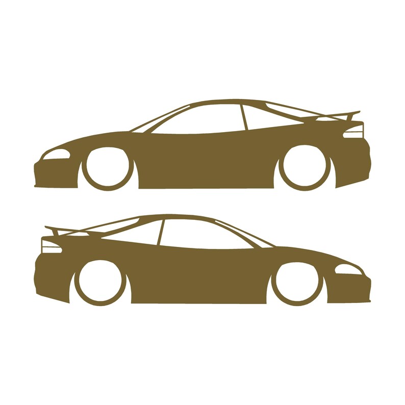 Set Of 2 Lowered Car Silhouette Decal Stickers For Eagle Talon TSi 2G Gold