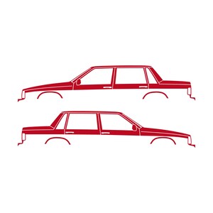 Set Of 2 Car Silhouette Decal Stickers For Volvo 744 Sedan Red