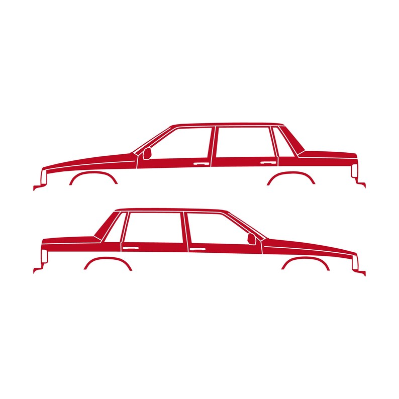 Set Of 2 Car Silhouette Decal Stickers For Volvo 744 Sedan Red