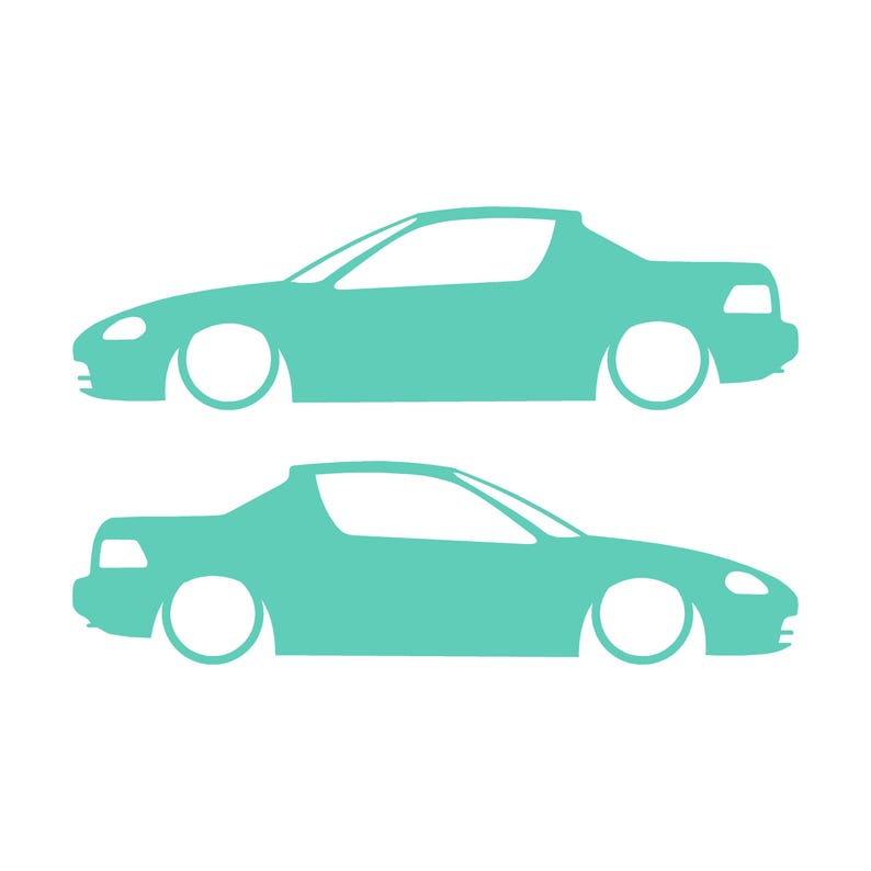 Set Of 2 Lowered Car Silhouette Decal Stickers For Honda Del Sol 1992-98 VTi Mint
