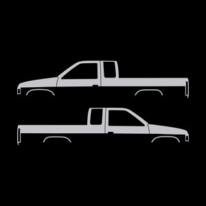 Set Of 2 Truck Silhouette Decal Stickers For Nissan D21 Hardbody King Cab Pickup Silver