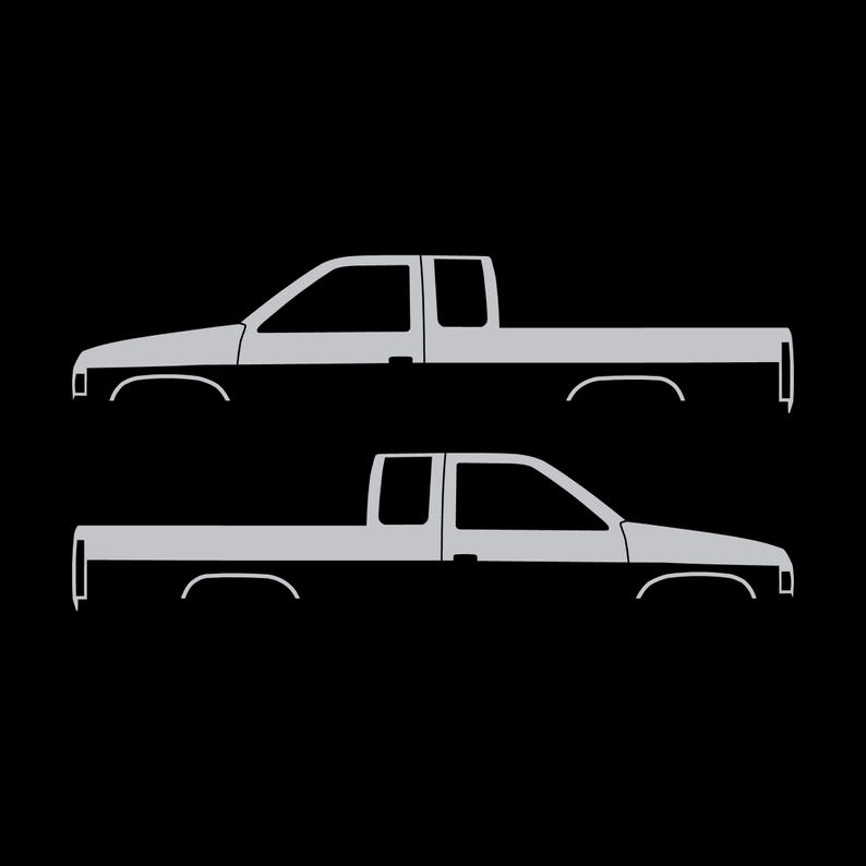 Set Of 2 Truck Silhouette Decal Stickers For Nissan D21 Hardbody King Cab Pickup Silver