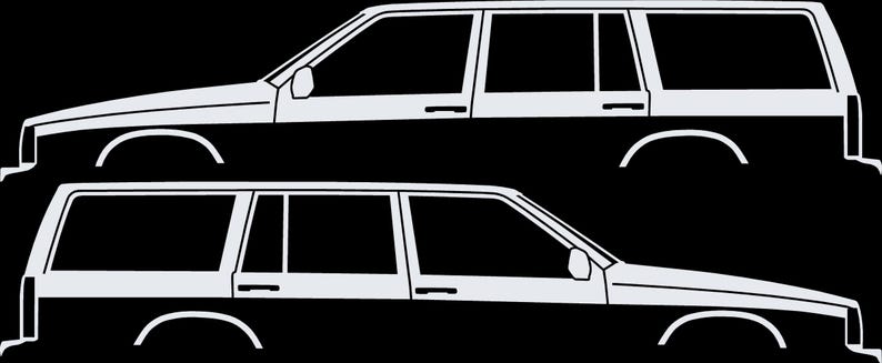 Zestaw 2 naklejek z sylwetkami samochodów do Volvo 745 Wagon Biały