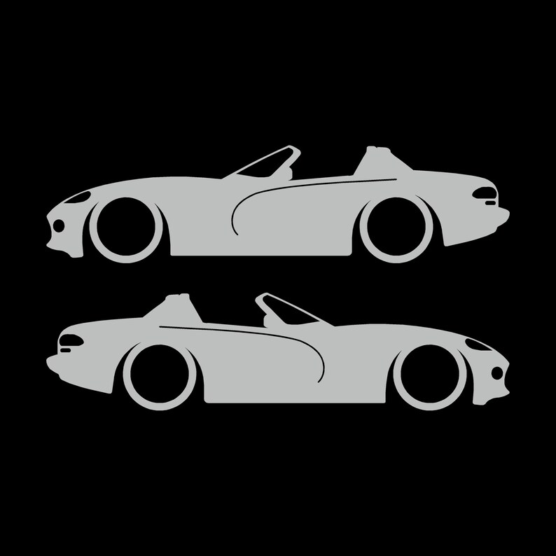 Set mit 2 Aufklebern für tiefergelegte Fahrzeuge für Dodge Viper Roadster der 1. Generation Light Grey
