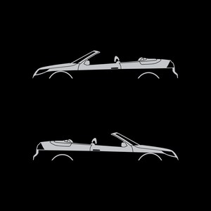 Set Of 2 Car Silhouette Decal Stickers For Saab 9-3 Facelift 2nd Gen Convertible Silver