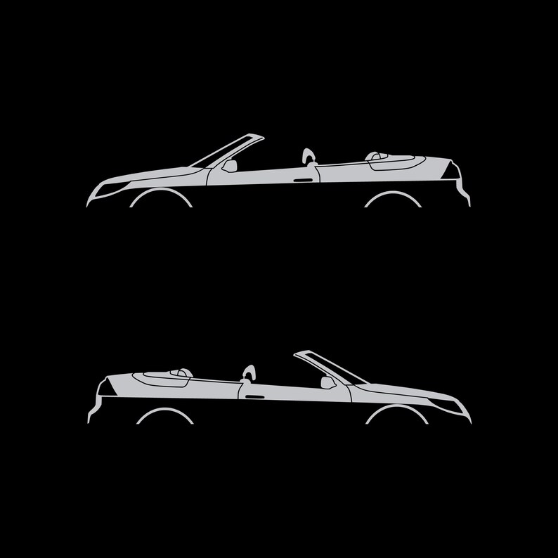 Set Of 2 Car Silhouette Decal Stickers For Saab 9-3 Facelift 2nd Gen Convertible Silver