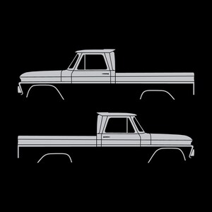 Set van 2 autosilhouet-stickers voor Chevrolet C10 1e generatie korte laadbak 1964-66 Zilver