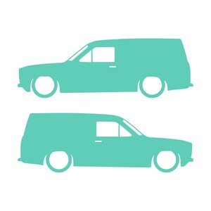 Set Of 2 Lowered Van Silhouette Decal Stickers For Ford Escort Mk1 Mint
