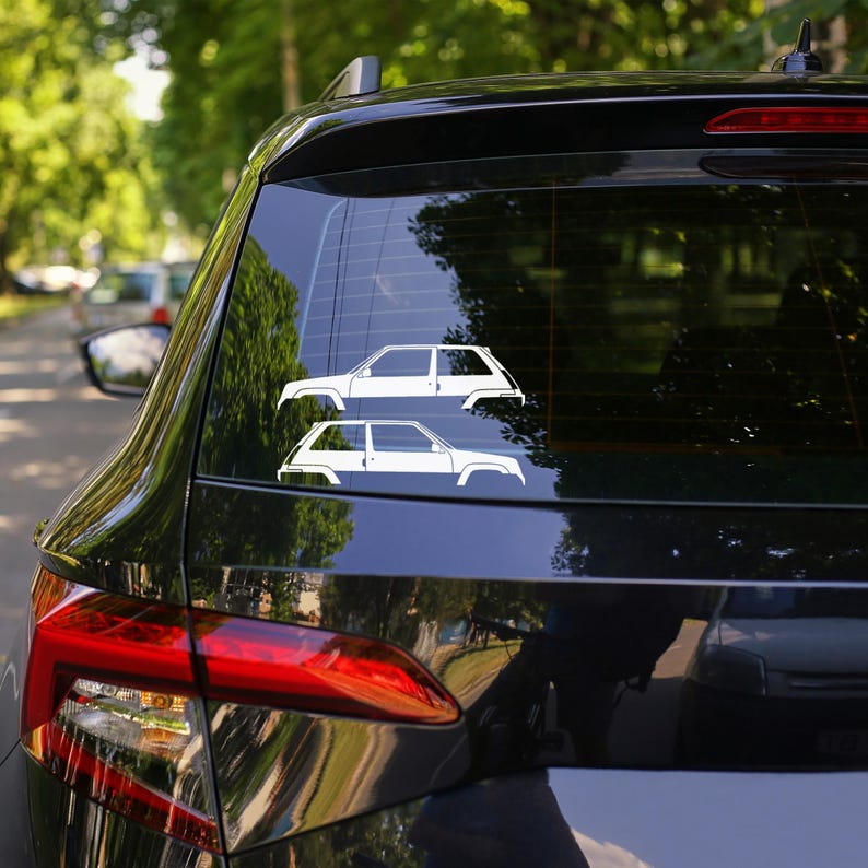 Set Of 2 Car Silhouette Decal Stickers For Renault 5 GT Turbo image 2