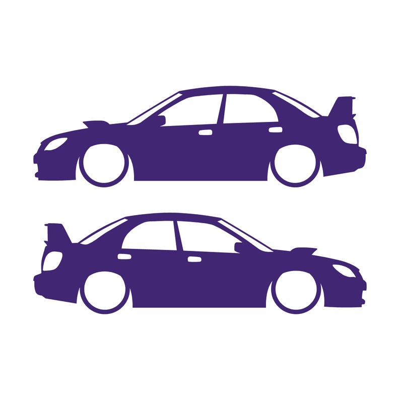 Set Of 2 Car Silhouette Decal Stickers For Subaru Impreza WRX STI 2nd Gen Hawk Eye Purple