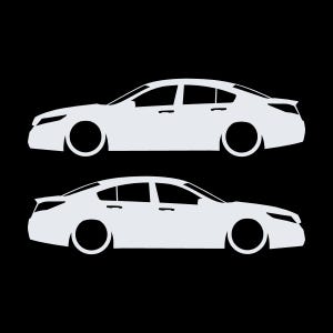 Set Of 2 Lowered Car Silhouette Decal Stickers For Acura TL 4th Gen UA8 2009-14 White