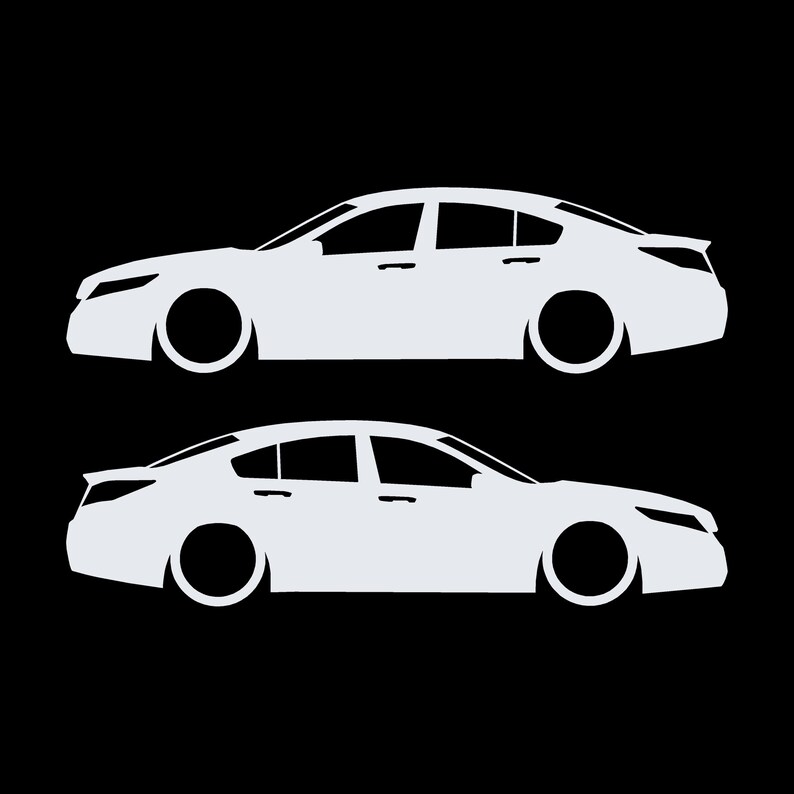 Set Of 2 Lowered Car Silhouette Decal Stickers For Acura TL 4th Gen UA8 2009-14 White