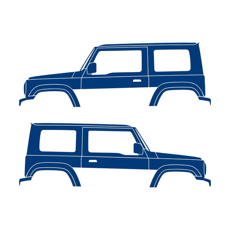 Set Of 2 Car Silhouette Decal Stickers For Suzuki Jimny 4th Gen 2018- Blue