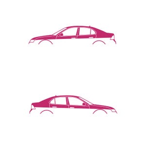 Juego de 2 pegatinas decorativas con silueta de coche rebajado para Saab 9-3 Early Spec 2nd Gen Sedan Rosa