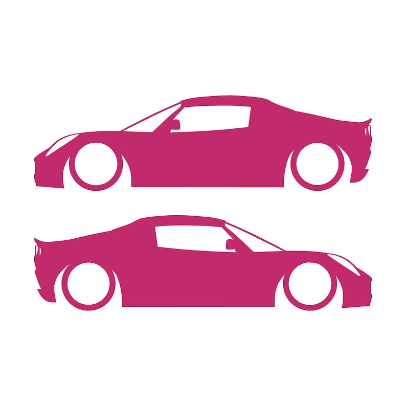 Juego de 2 pegatinas decorativas con silueta de coche rebajado para Lotus Elise S2 Rosa