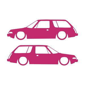 Set Of 2 Lowered Car Silhouette Decal Stickers For AMC Pacer Classic Wagon Pink