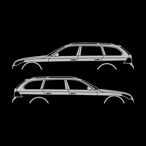 Set Of 2 Car Silhouette Decal Stickers For BMW E61 5-series Touring Light Grey