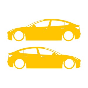 Set Of 2 Lowered Car Silhouette Decal Stickers For Tesla Model Y Yellow