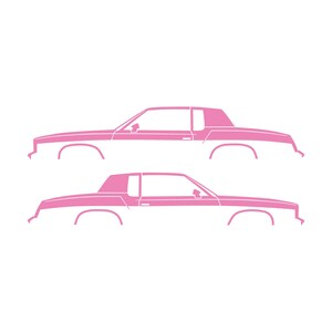 Set mit 2 Auto-Silhouette-Aufklebern für Oldsmobile Cutlass Supreme 4. Generation 1978-80 Coupé Soft Pink