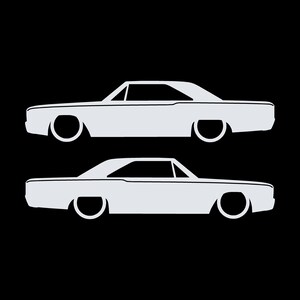 Set med 2 silhuettdekaler för Dodge Dart 4:e generationen 1967-69 Classic Hardtop Coupe Vit