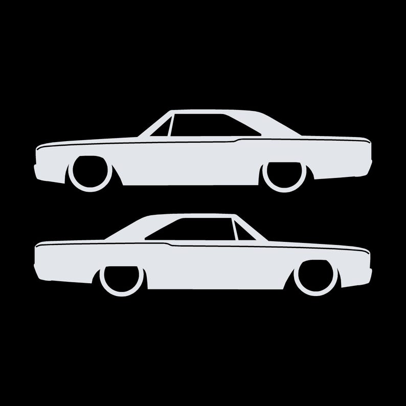 Set med 2 silhuettdekaler för Dodge Dart 4:e generationen 1967-69 Classic Hardtop Coupe Vit