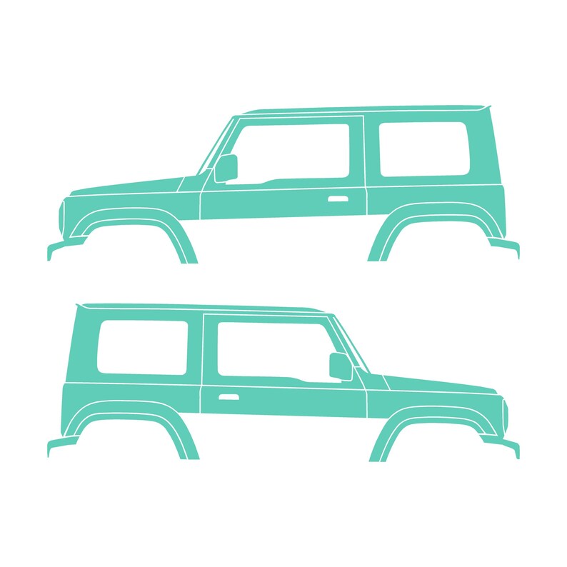 Set Of 2 Car Silhouette Decal Stickers For Suzuki Jimny 4th Gen 2018- Mint