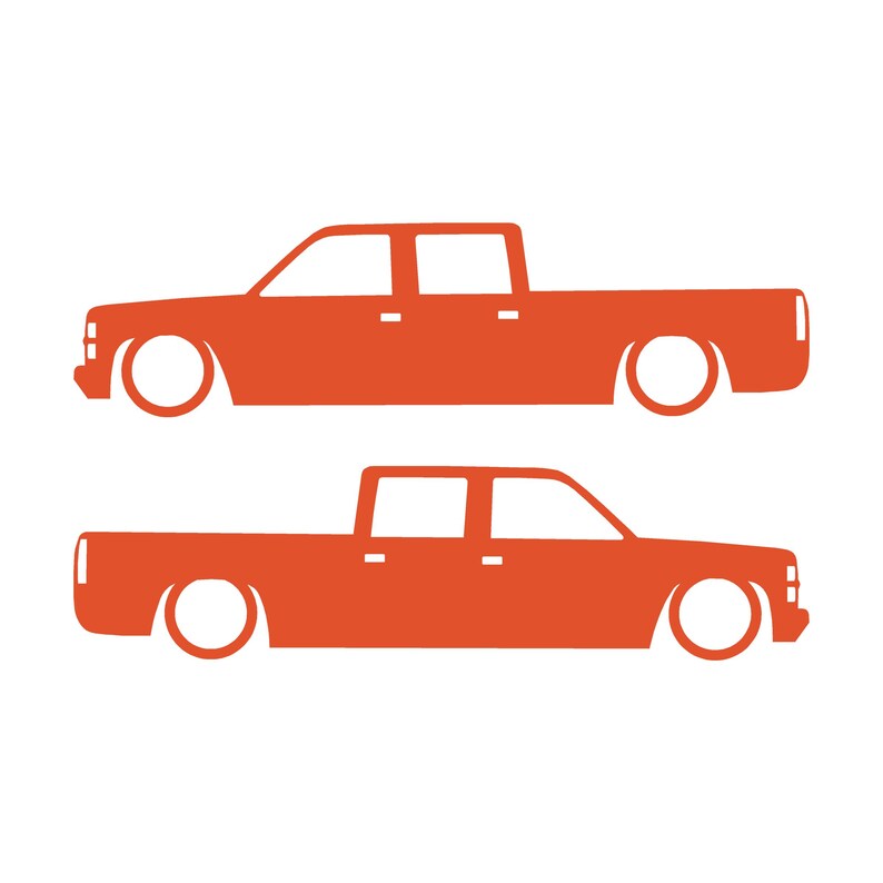 Set mit 2 Aufklebern für tiefergelegte Fahrzeuge für Chevrolet Silverado C1500 Crew Cab 1987-98 Orange