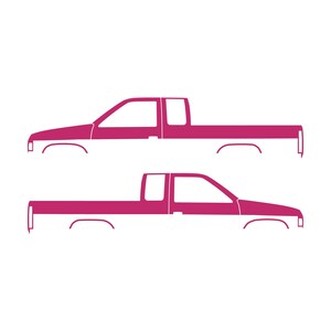Set Of 2 Truck Silhouette Decal Stickers For Nissan D21 Hardbody King Cab Pickup Pink