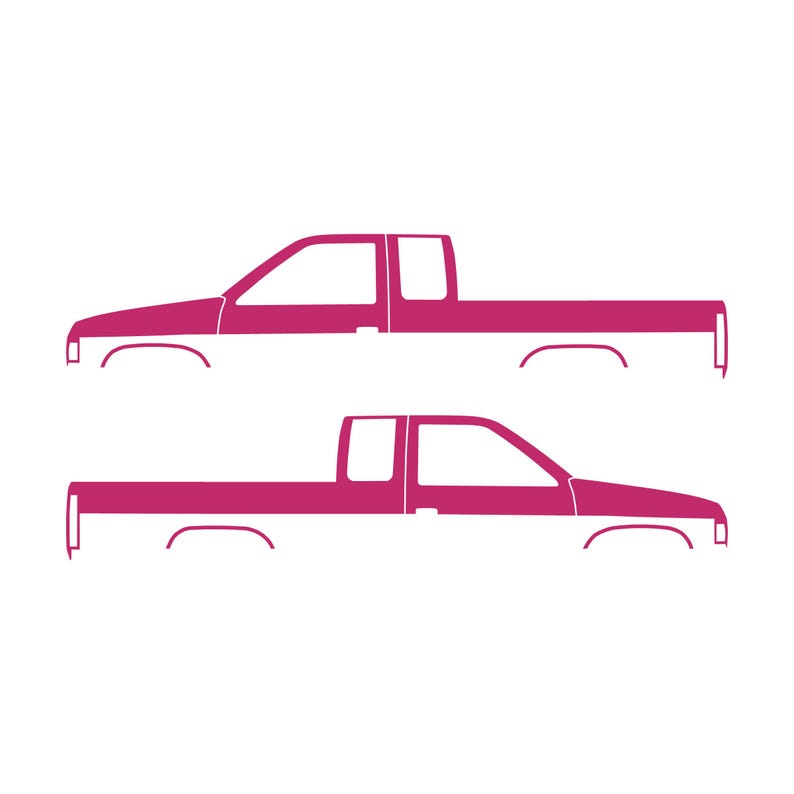 Set Of 2 Truck Silhouette Decal Stickers For Nissan D21 Hardbody King Cab Pickup Pink