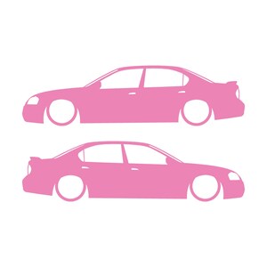 Juego de 2 pegatinas decorativas con silueta de coche rebajado para Nissan Maxima de 5ª generación. Soft Pink