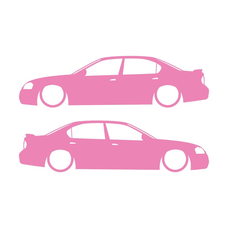 Juego de 2 pegatinas decorativas con silueta de coche rebajado para Nissan Maxima de 5ª generación. Soft Pink