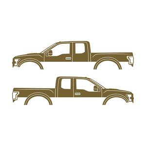Set Of 2 Car Silhouette Decal Stickers For Ford Raptor F150 2nd Gen 2017 Gold
