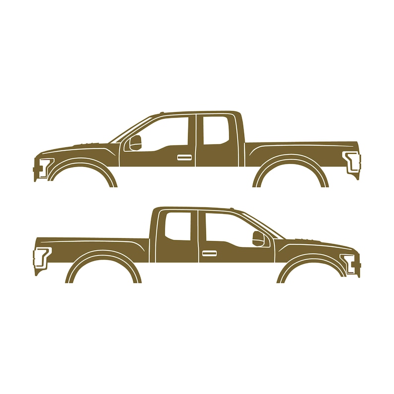 Set Of 2 Car Silhouette Decal Stickers For Ford Raptor F150 2nd Gen 2017 Gold