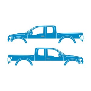 Set Of 2 Car Silhouette Decal Stickers For Ford Raptor F150 2nd Gen 2017 Light Blue