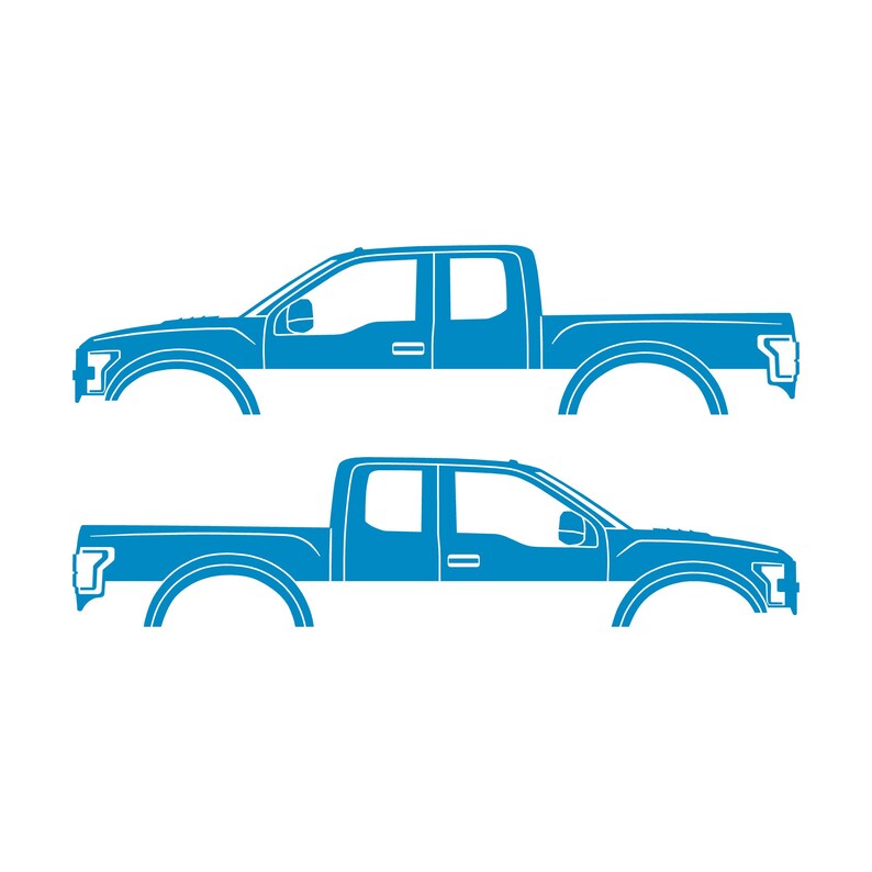 Set Of 2 Car Silhouette Decal Stickers For Ford Raptor F150 2nd Gen 2017 Light Blue