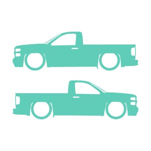 Set Of 2 Lowered Car Silhouette Decal Stickers For Chevrolet Silverado Reg Cab 2014-19 Mint