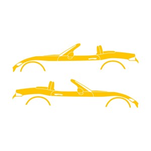 Set Of 2 Lowered Car Silhouette Decal Stickers For Mazda Miata MX5 ND Yellow
